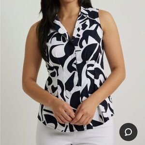 🌸 Joseph Ribkoff Abstract Black and White Print Sleeveless Blouse 🌸🌸